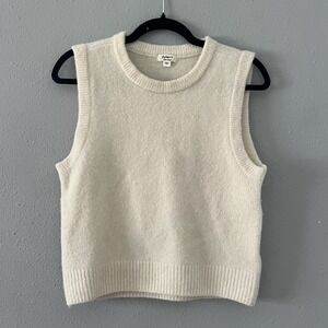 Dylan Alpaca Blend Sweater Vest Cream Sleeveless Knit Womens XS Preppy Layering